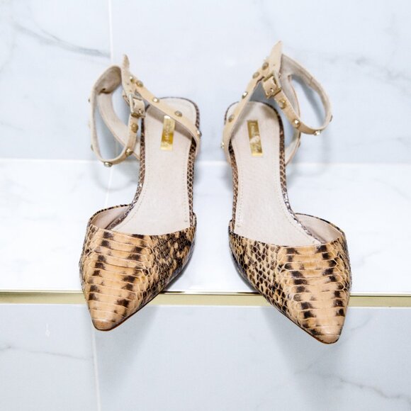 Vintage Louise Et Cie Genuine Snake Skin Leather Kitten Heel Buckle Closure Open - Picture 6 of 12